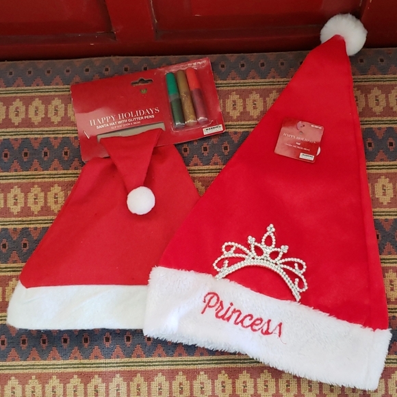 Santa Hat. 2 Christmas Hats. Princess Crown - Picture 1 of 8